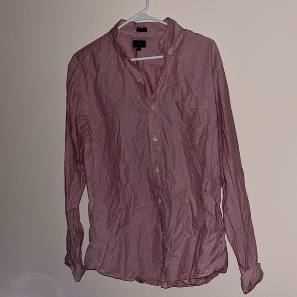Jcrew  pink striped slim fit mens long sleeve shirt Sz L - Picture 5 of 9
